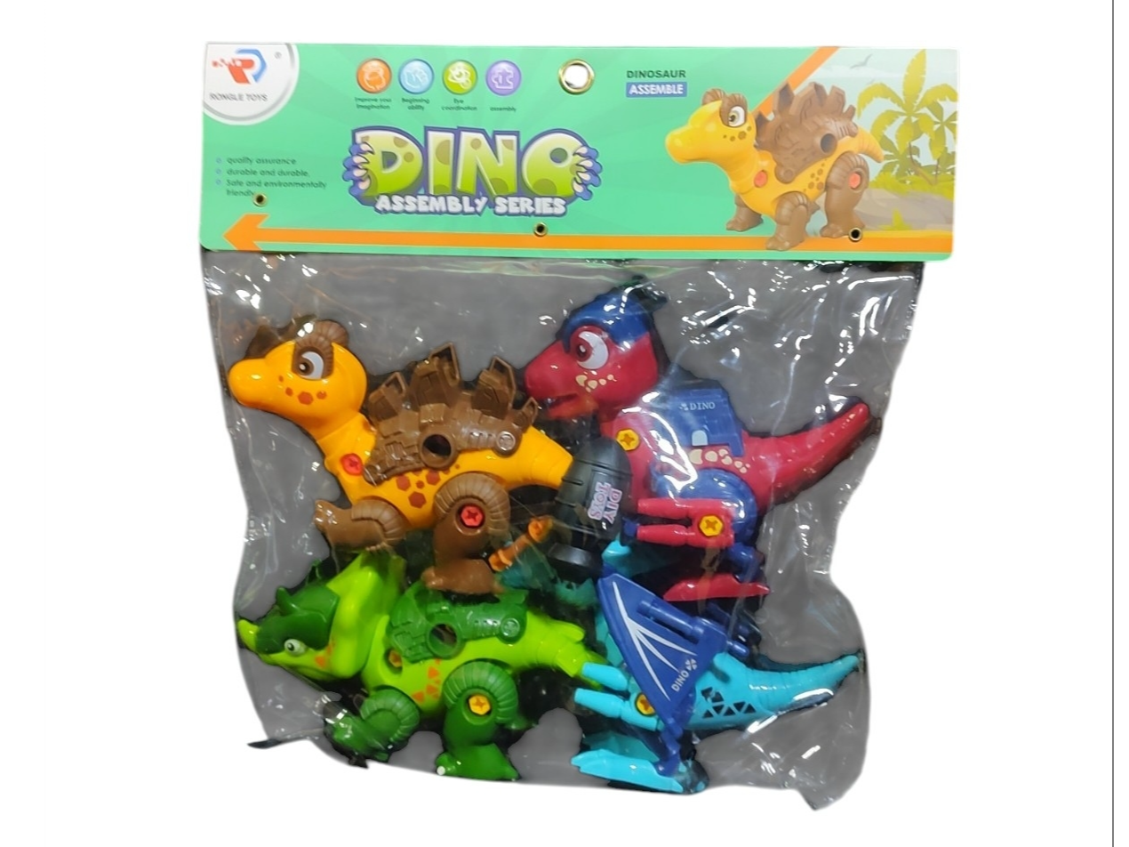 Set dinos desarmables x 4 pcs c/herramientas