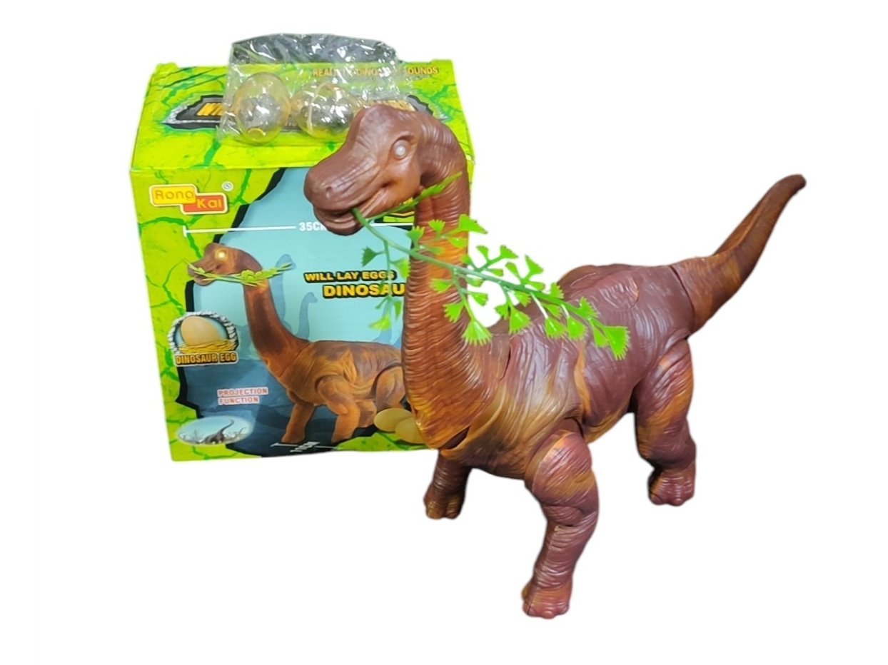 Dino cuello largo c/planta, camina c/luz y sonido