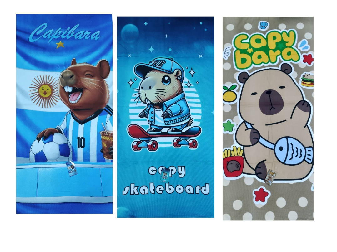 Toallón infantil capibara azul