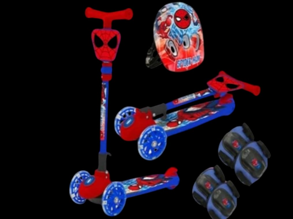 Monopatin spiderman con kit de seguridad