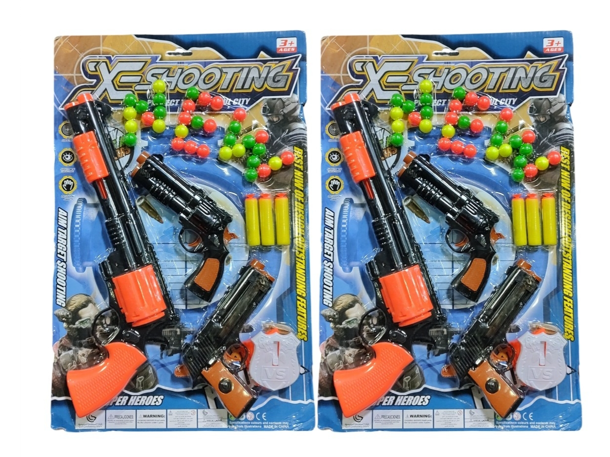 Set 3 pistola c/accesorios x-shooting