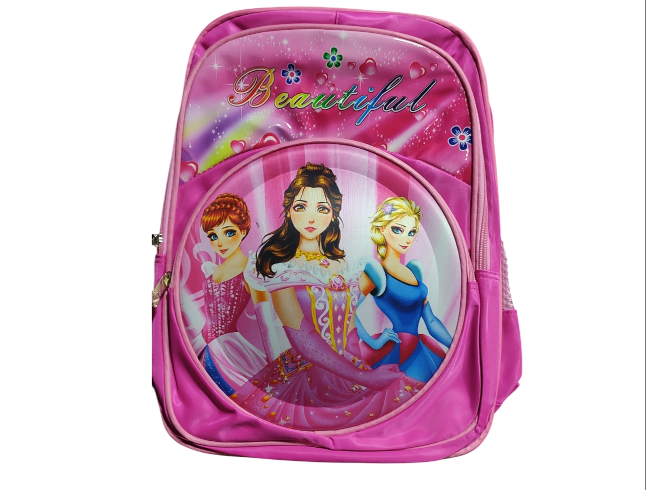 mochila beautiful círculo , princesas 3 cierres