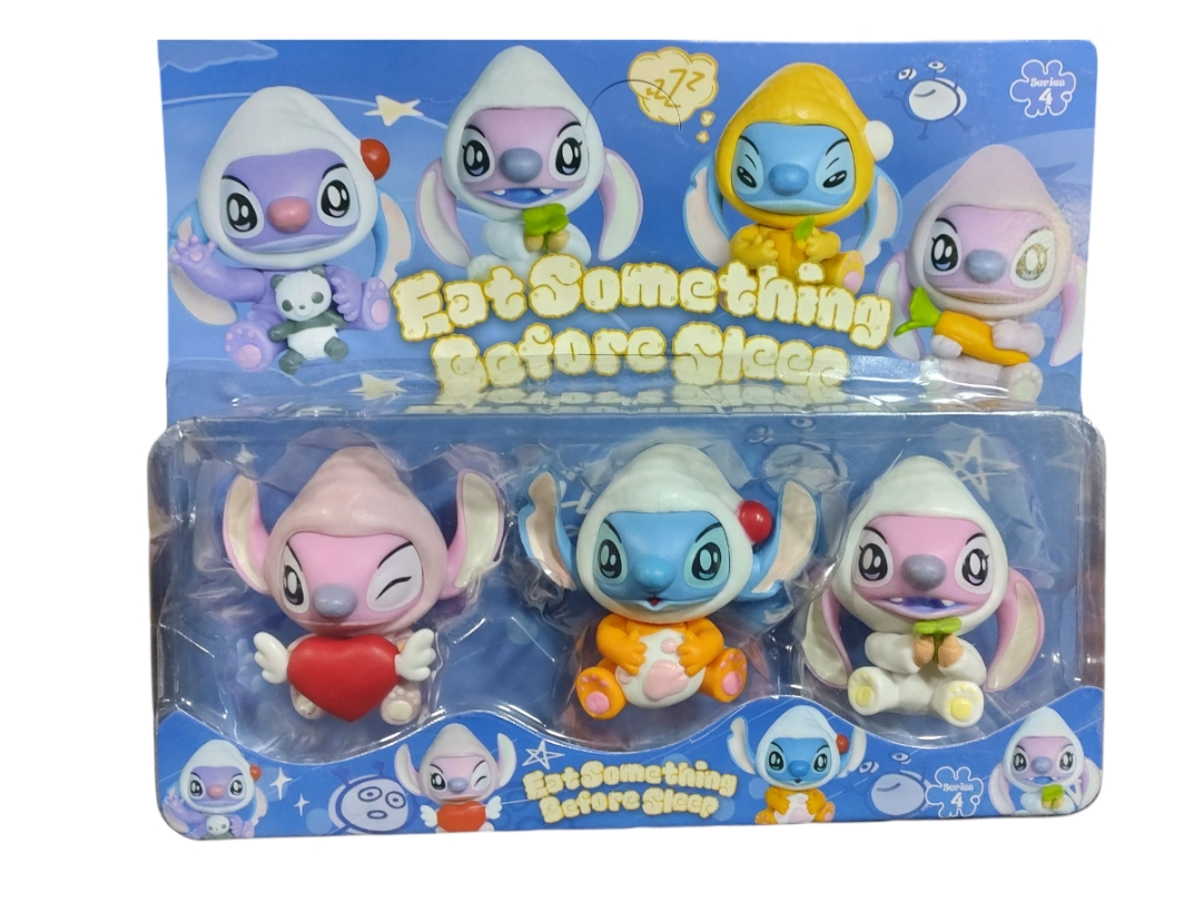 Blister x3 muñecos stich con pijama