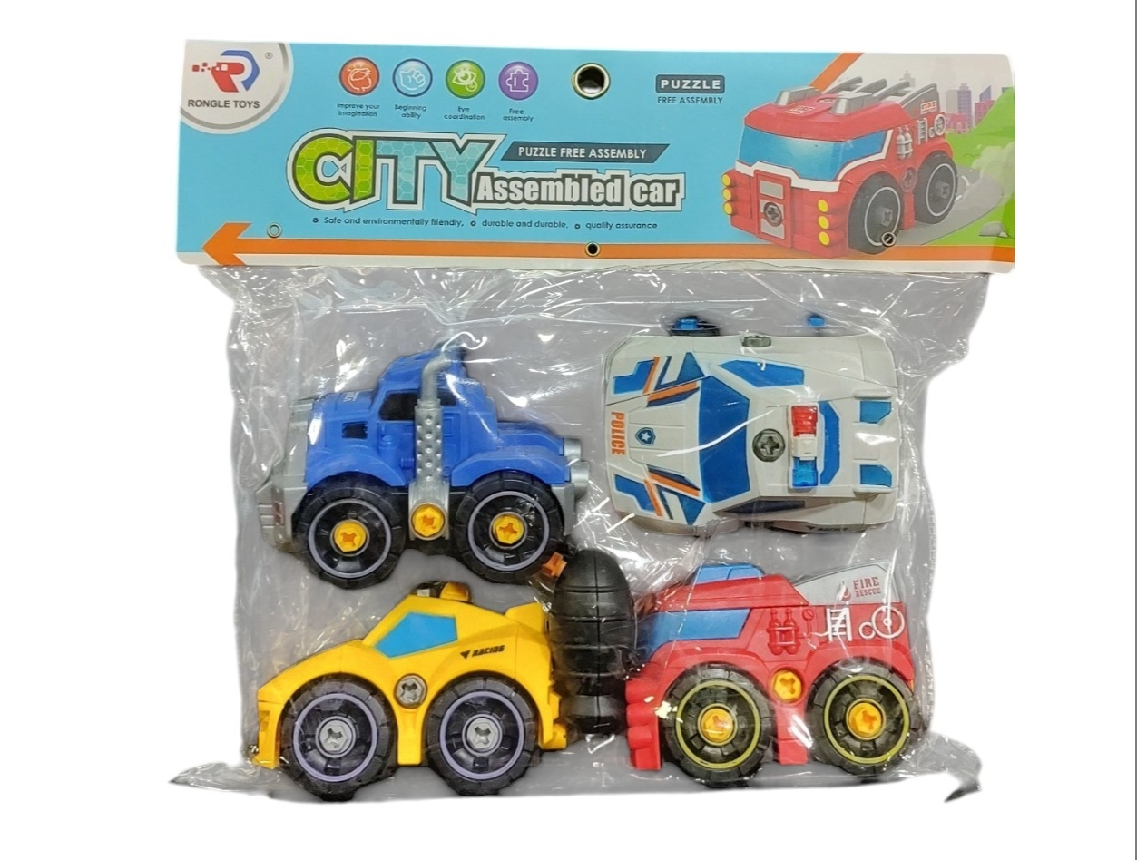 Set autos x 4 desarmables c/herramientas