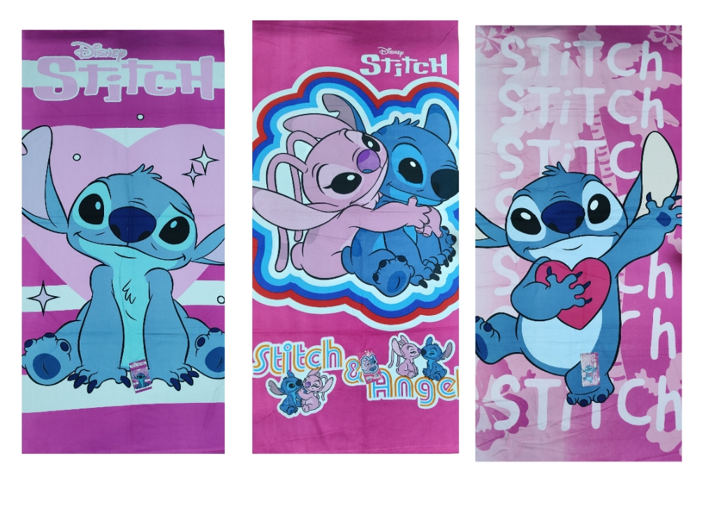 Toallón infantil stich rosa