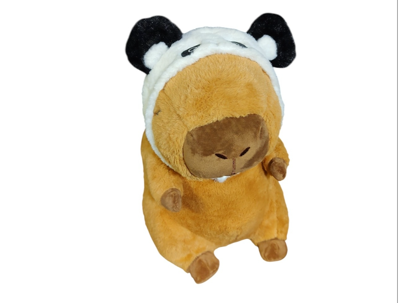 Peluche capibara c/manta y gorrito panda