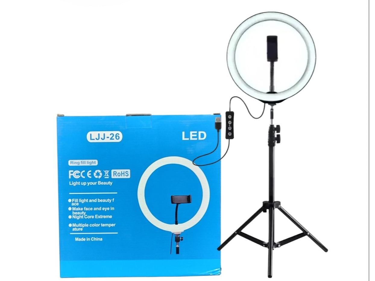 Aro led 26cm + trípode extensible 2mt