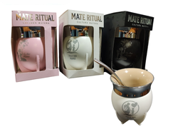 Mate ritual 12cm c/grabado mamá+bombilla en caja