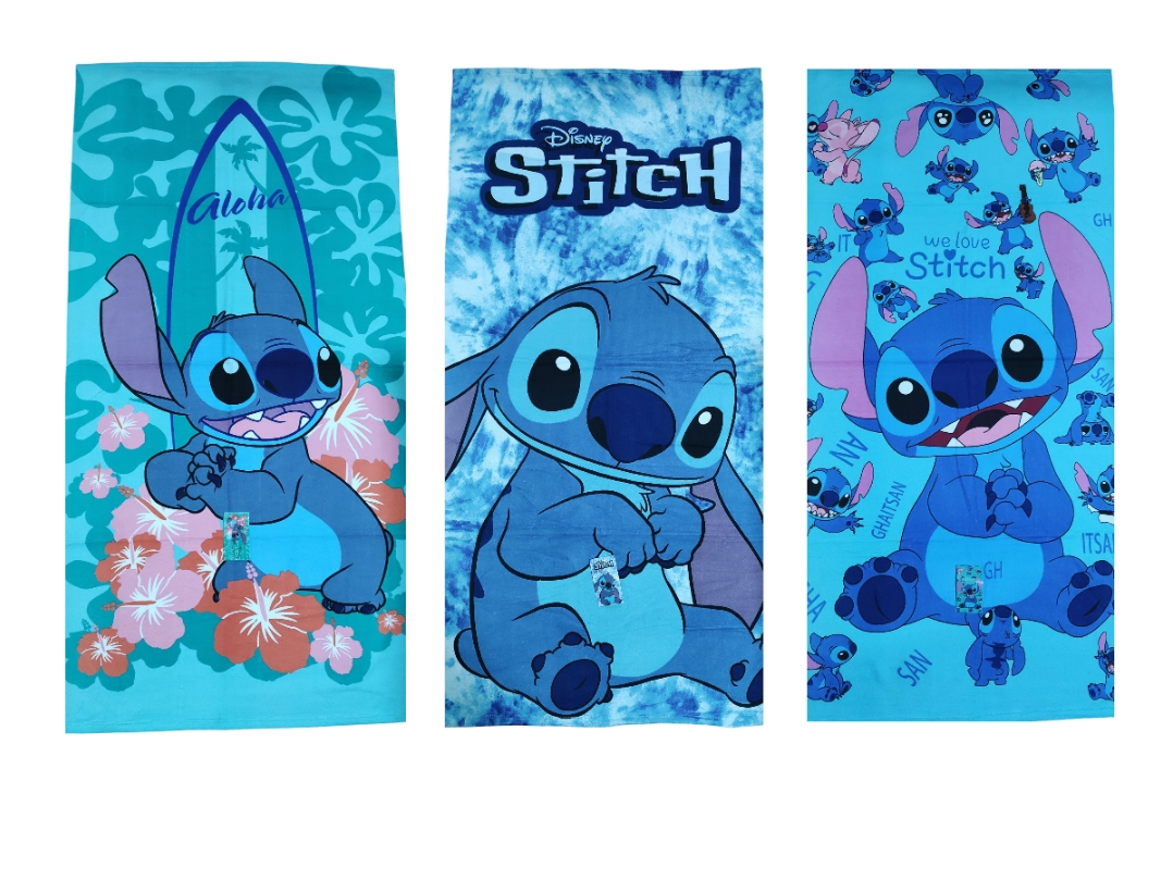 Toallón infantil stich azul