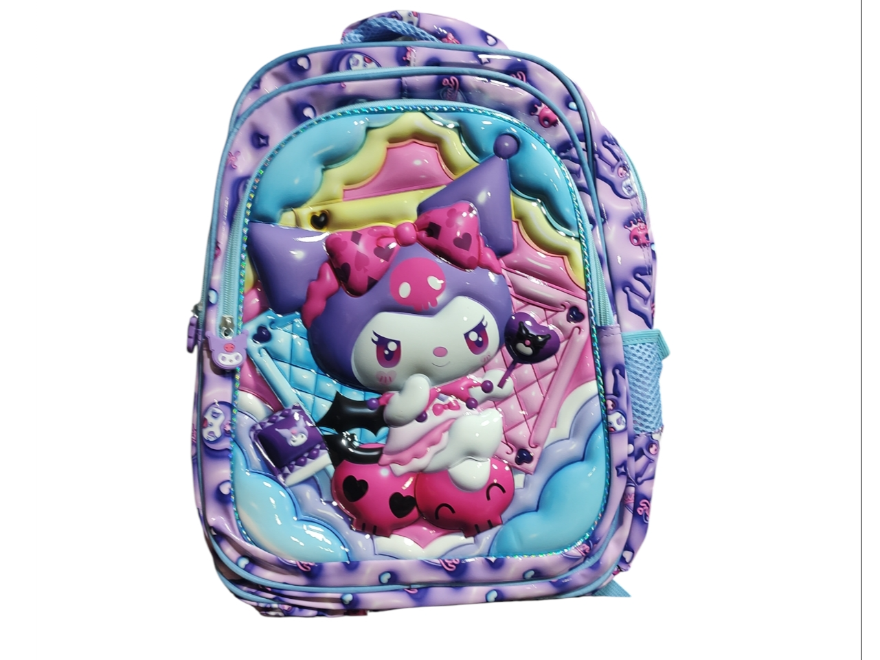 mochila kuromi  c/relieve  3 cierres