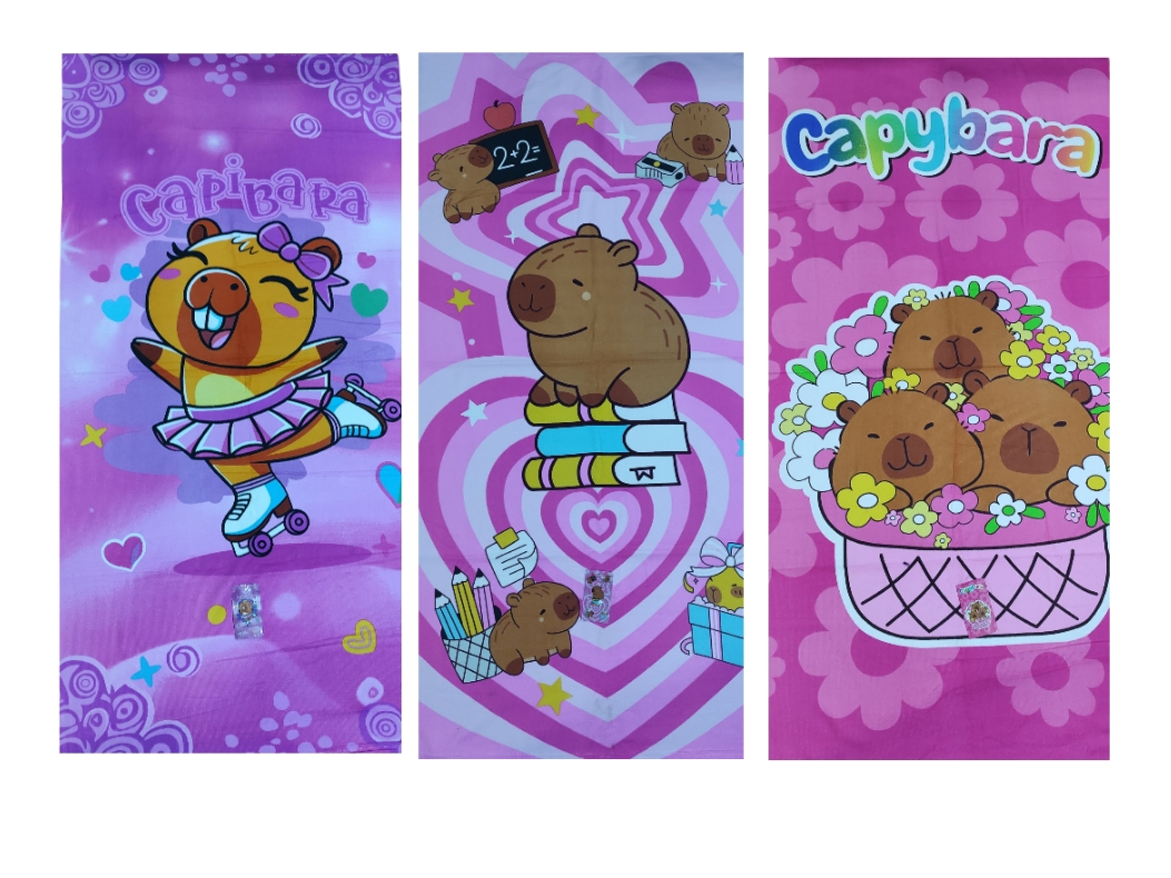 Toallón infantil capibara rosa