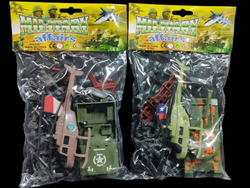 Set de soldaditos + helicóptero + tanque o jeep