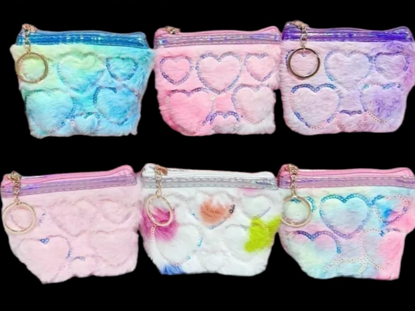 Monedero peludo multicolor