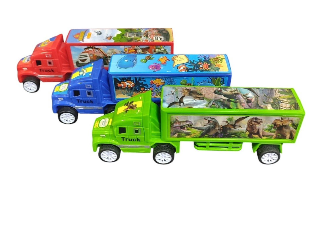 Camión trailer c/estampa de animales 6 ruedas