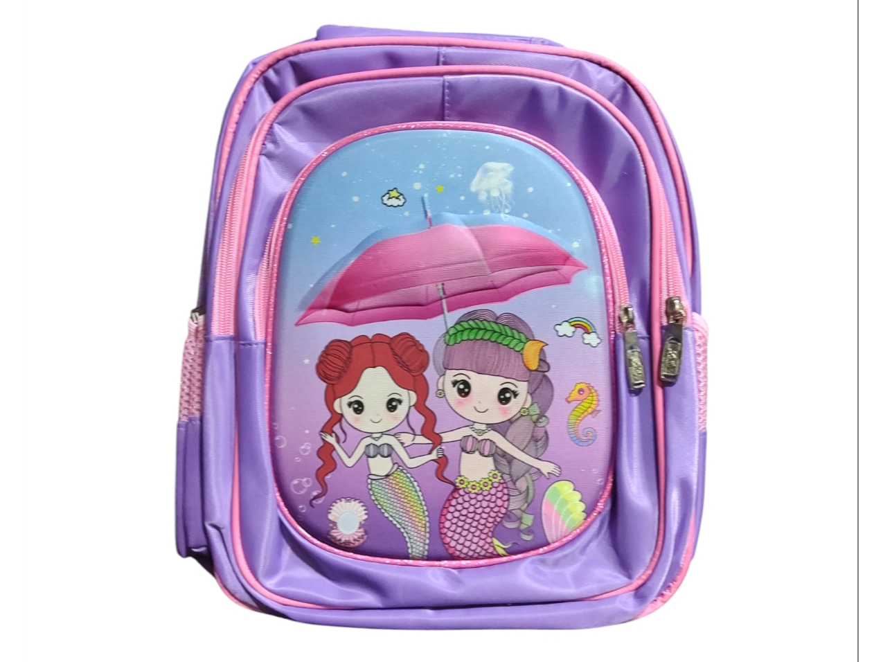 mochila sirenitas c/paraguas c/relieve 3 cierres (1er grado)
