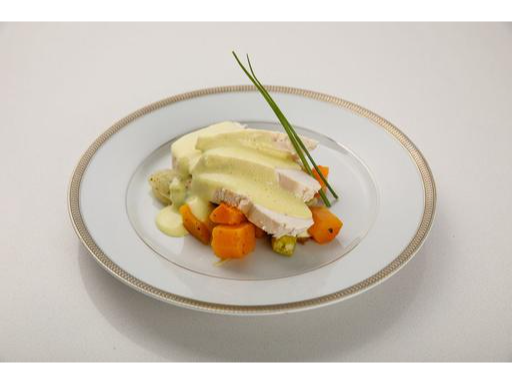 POLLO A LA MOSTAZA, ZANAHORIA Y CEBOLLA