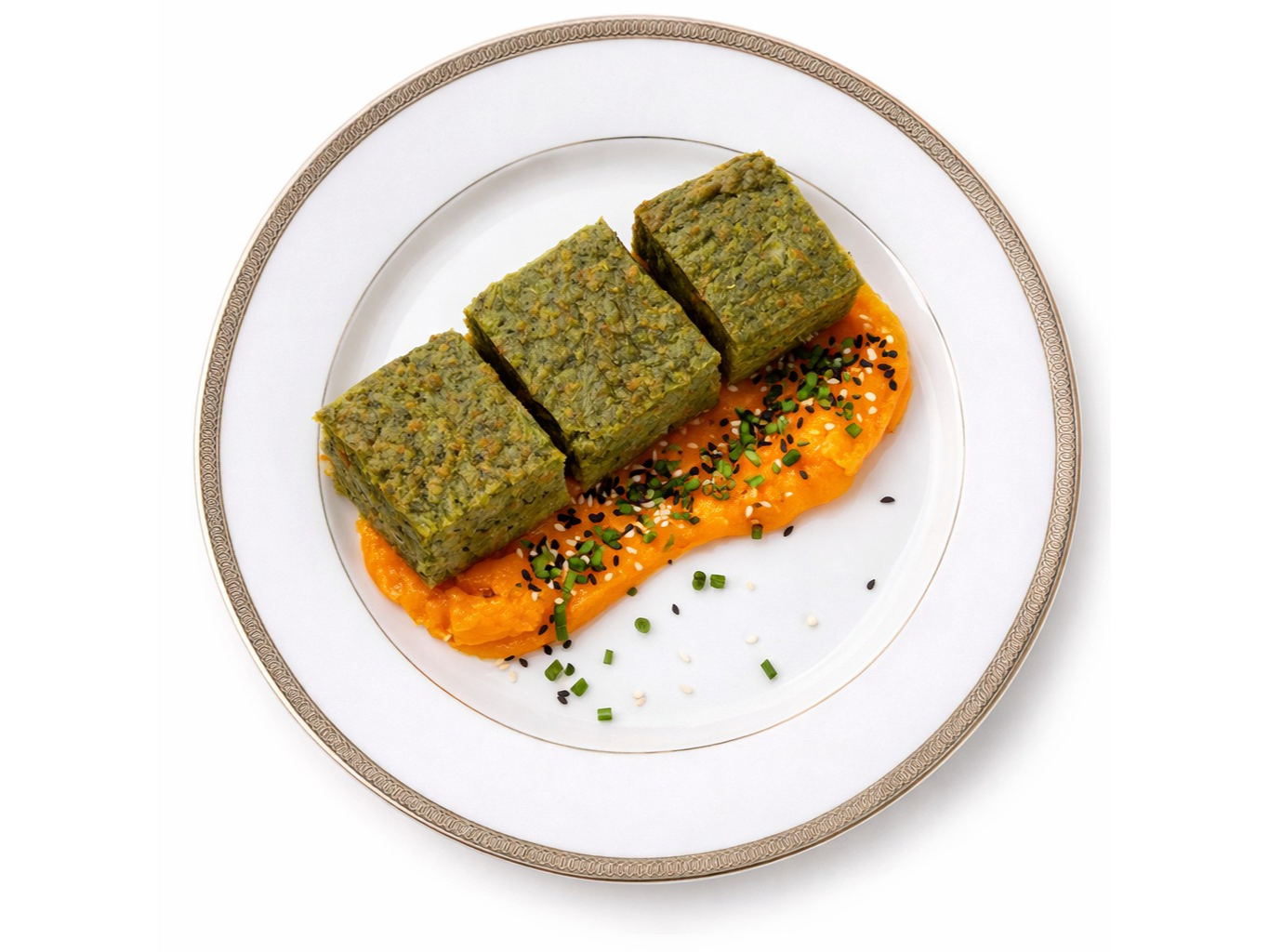 CROQUETAS DE ESPINACA CON PURÉ DE CALABAZA