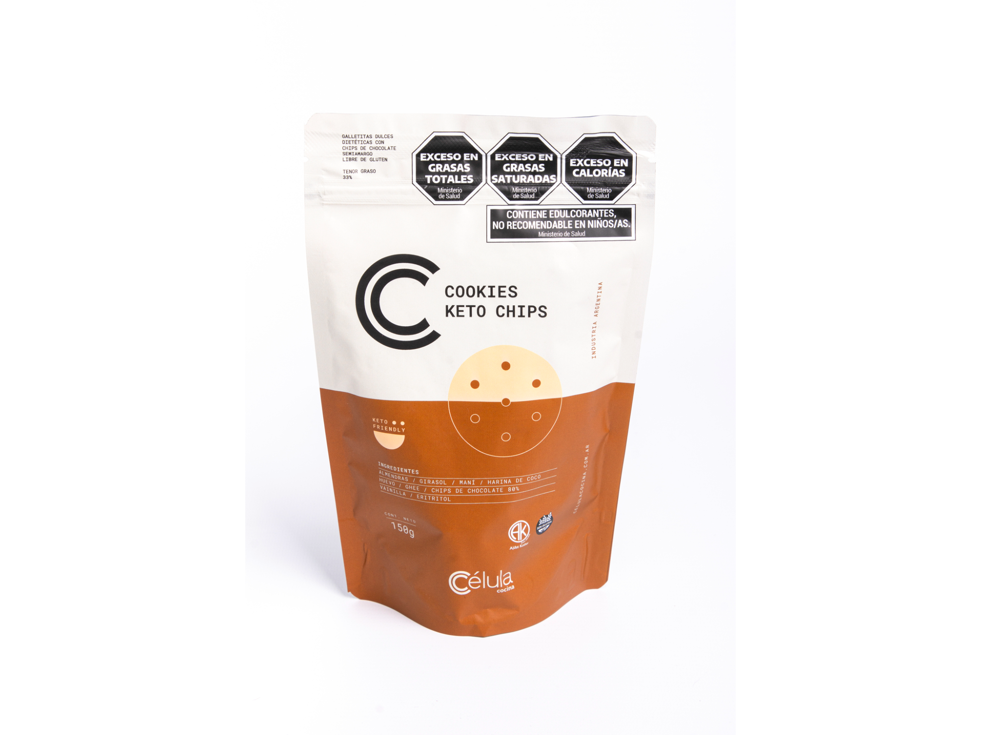 CELULA COOKIES KETO CHIPS DE CHOCOLATE 80% 150G