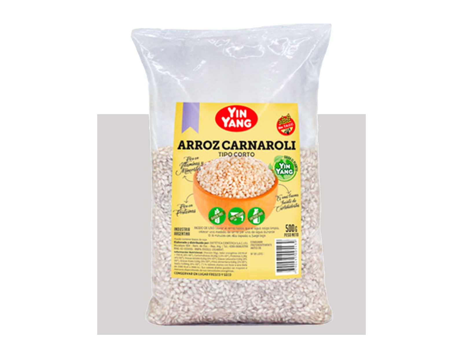 YIN YANG ARROZ CARNAROLI TIPO CORTO X 500 G