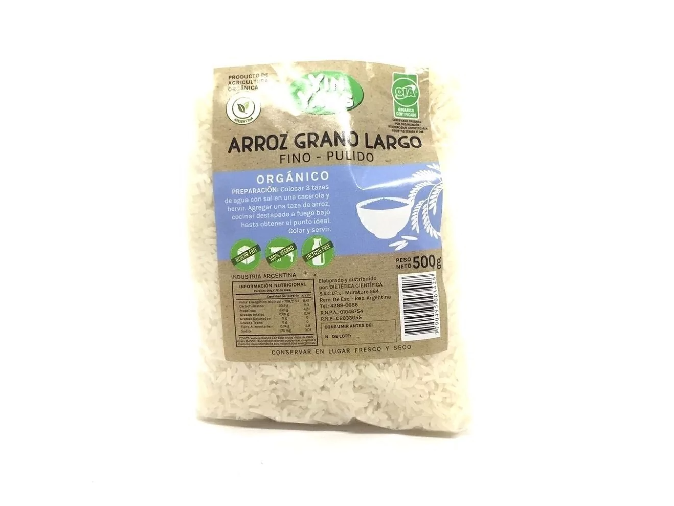 YIN YANG ARROZ GRANO LARGO FINO PULIDO 500 G