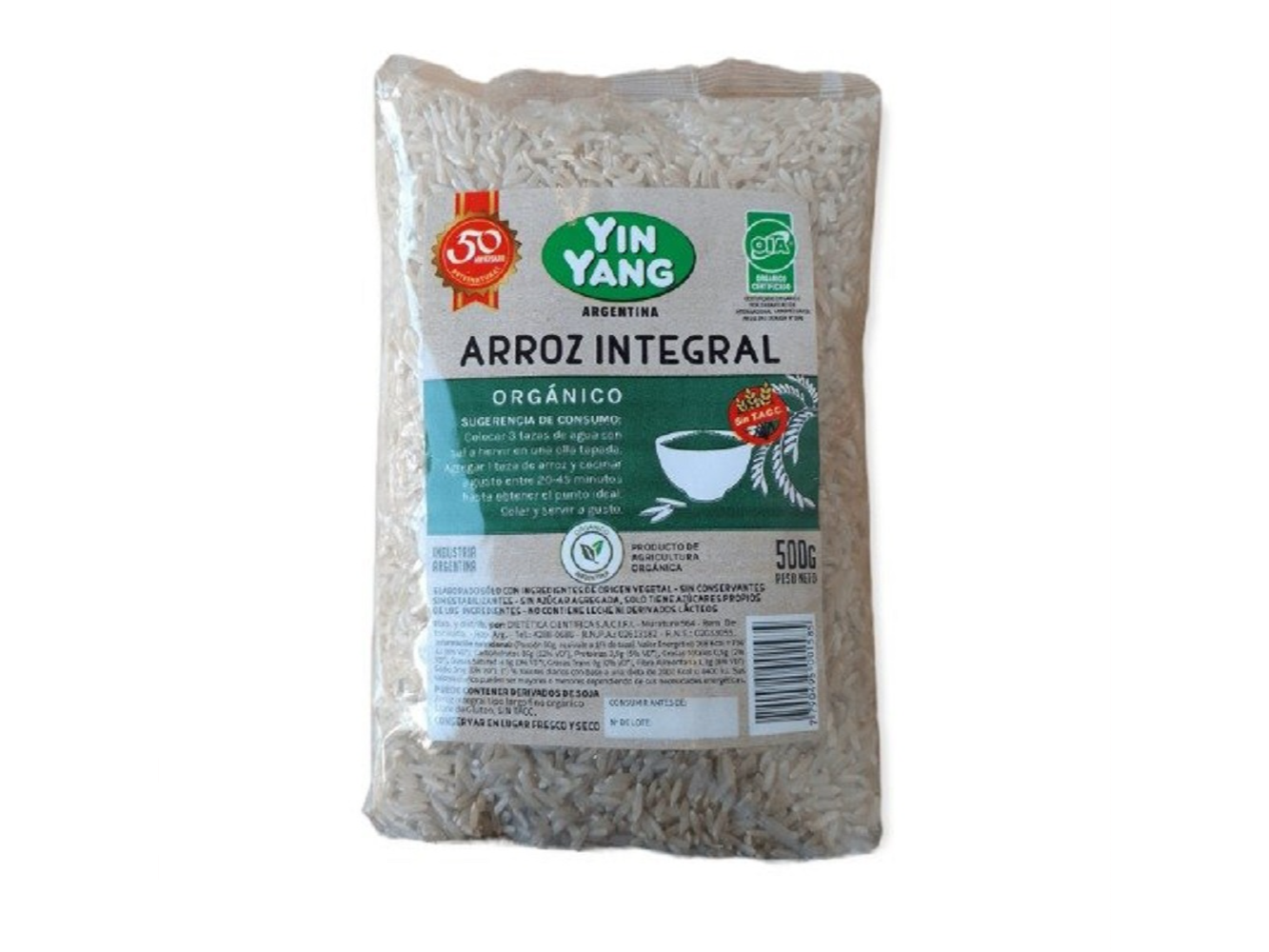 YIN YANG ARROZ INTEGRAL ORGANICO X 500 G