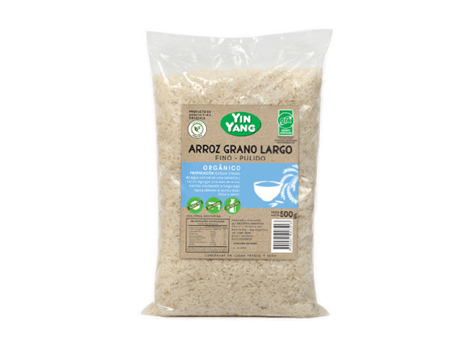 YIN YANG ARROZ LARGO FINO ORGANICO PULIDO X 500 G