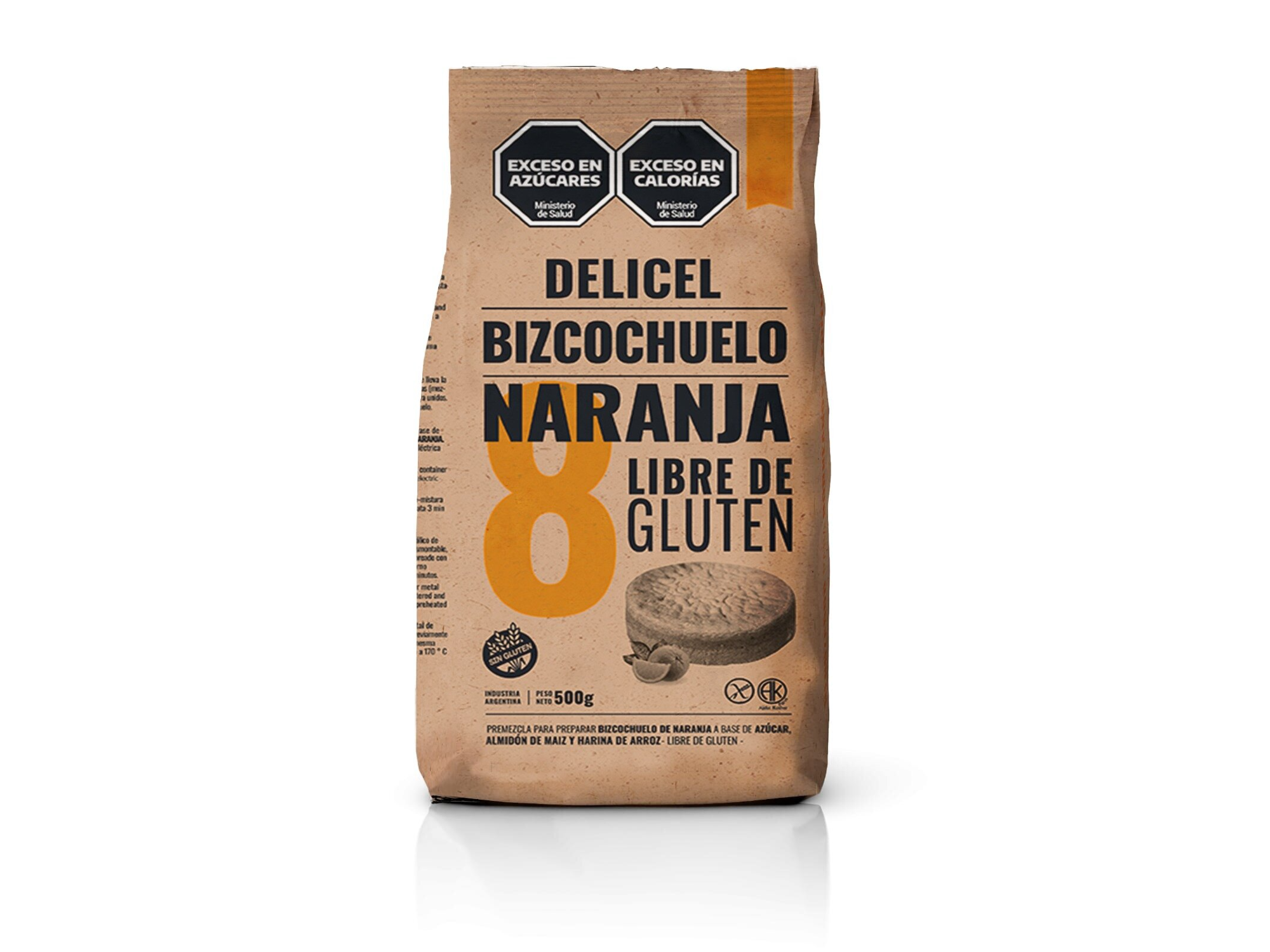 DELICEL PREMEZCLA BIZCOCHUELO NARANJA 500G
