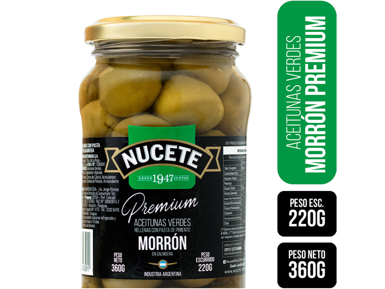 ACEITUNA NUCETE RELL PR FRASC 360 G