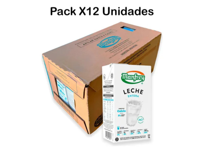 LECHE ENTERA MANFREY 1L  LLEVANDO  FARDO