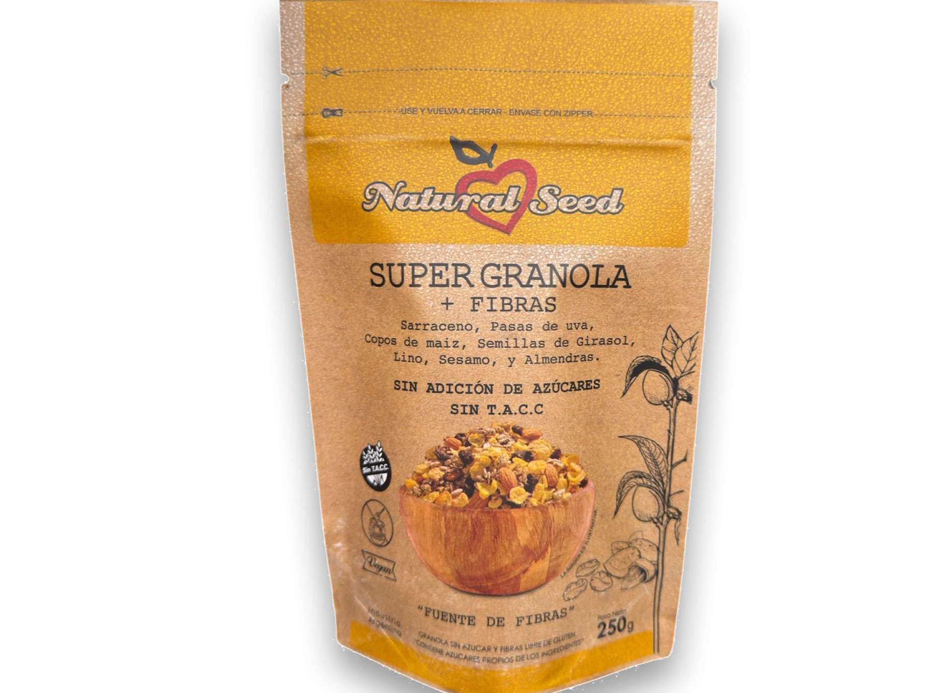 SUPER GRANOLA SIN AZUCAR 250G NATURAL SEED