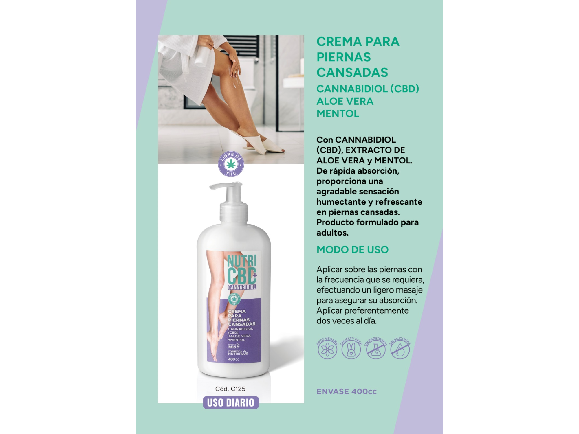 Crema piernas cansadas canabidol