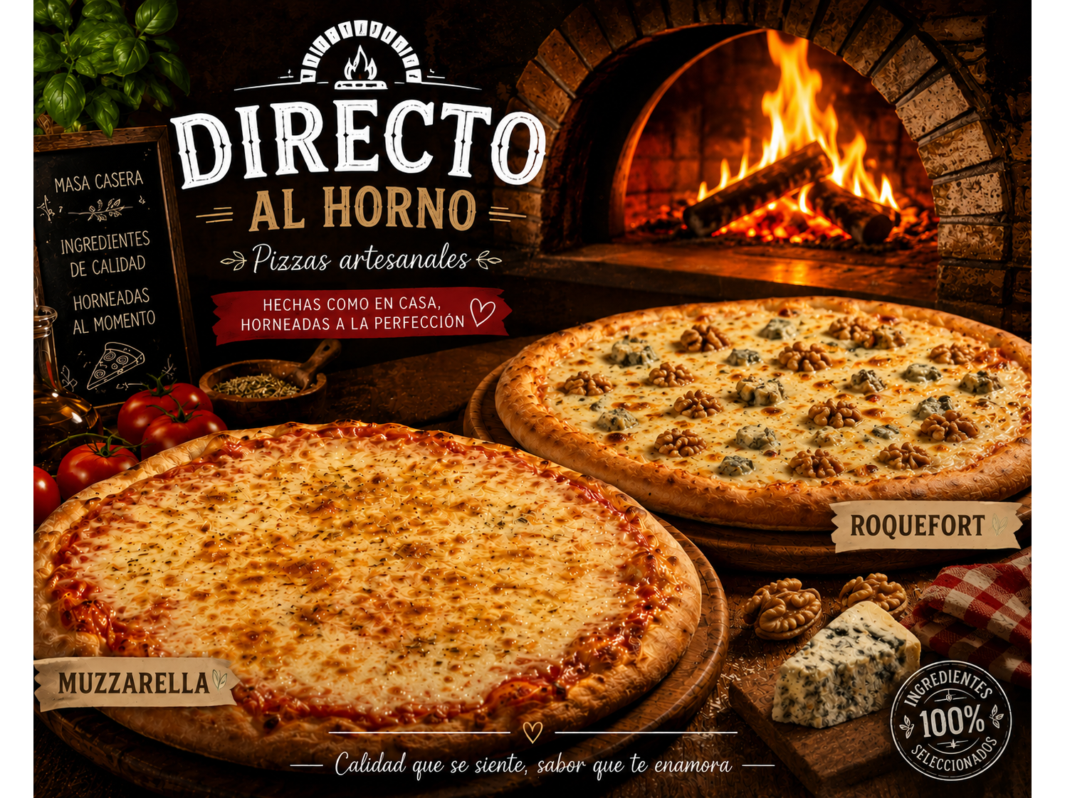 PROMO 3 - 1 Muzzarella + 1 Roquefort