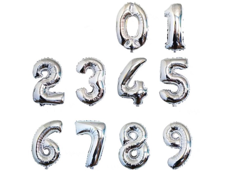 Globos número 40cm PLATA