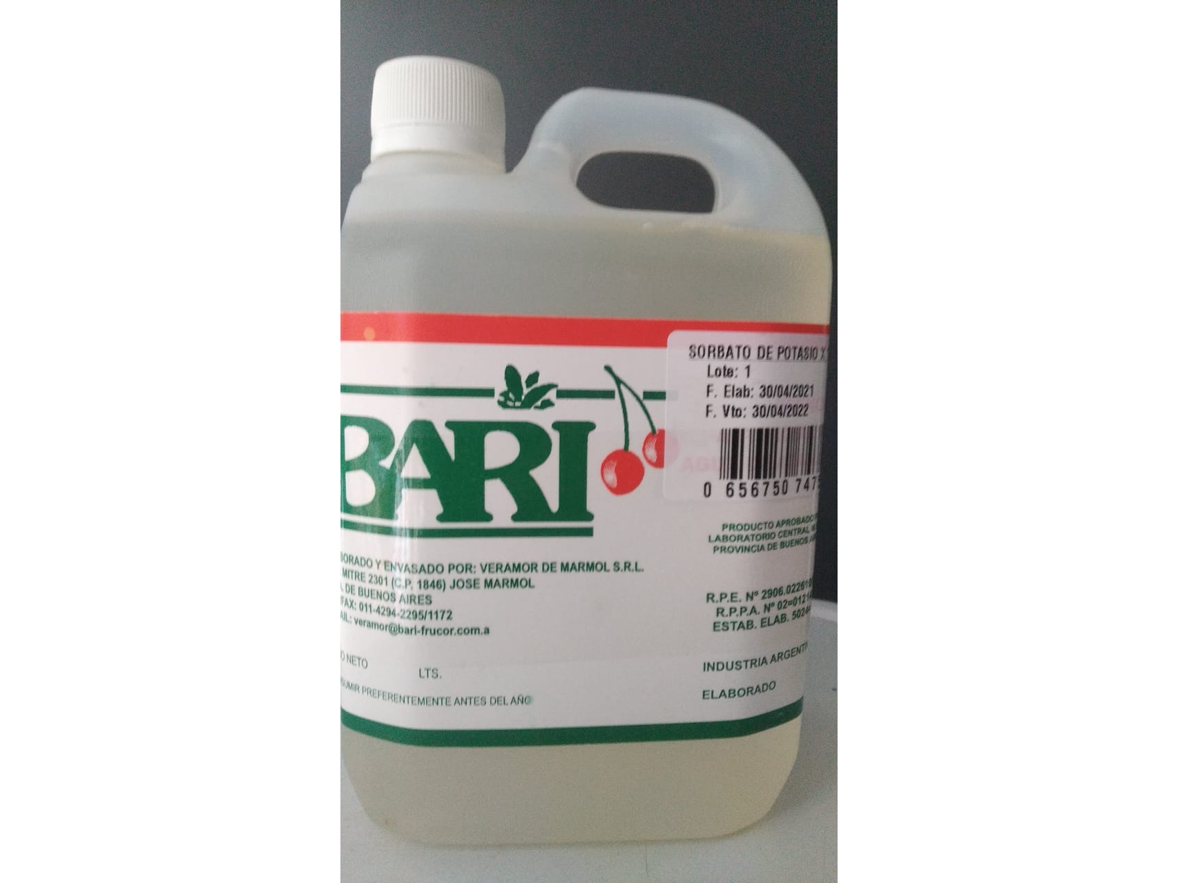 SORBATO DE POTASIO BARI X 1 LITRO