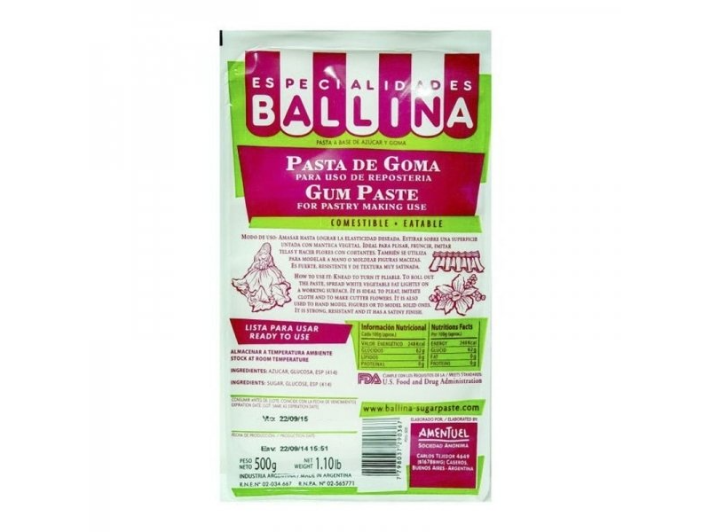 PASTA DE GOMA BALLINA X 500 GRS.