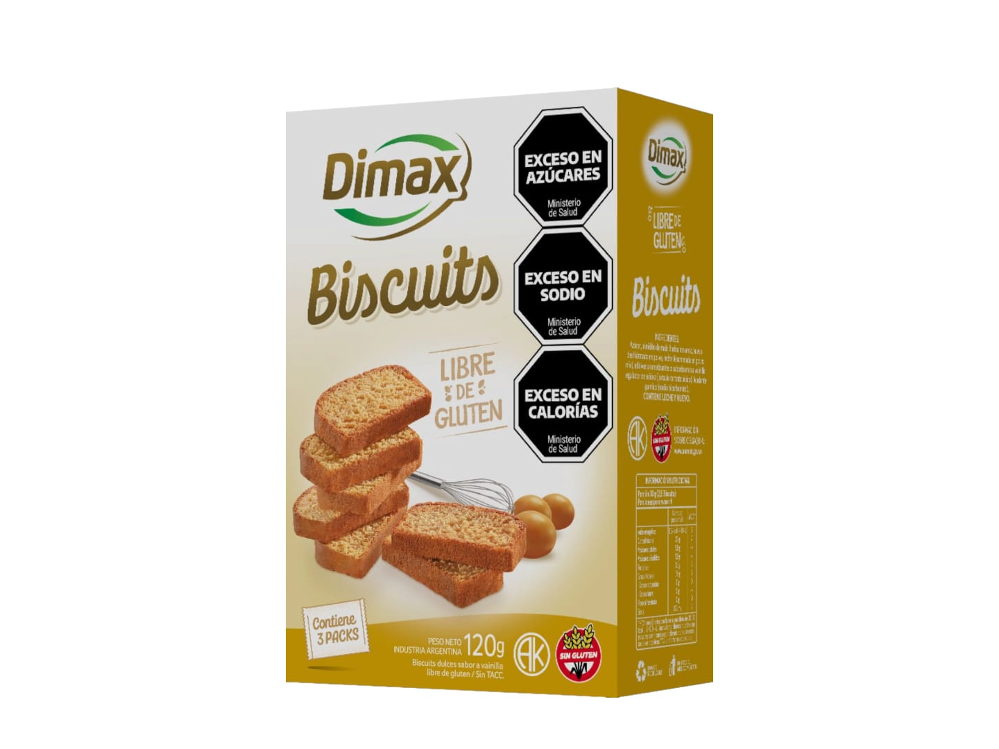 BISCUITS SABOR VAINILLA SIN TACC X120GR- DIMAX