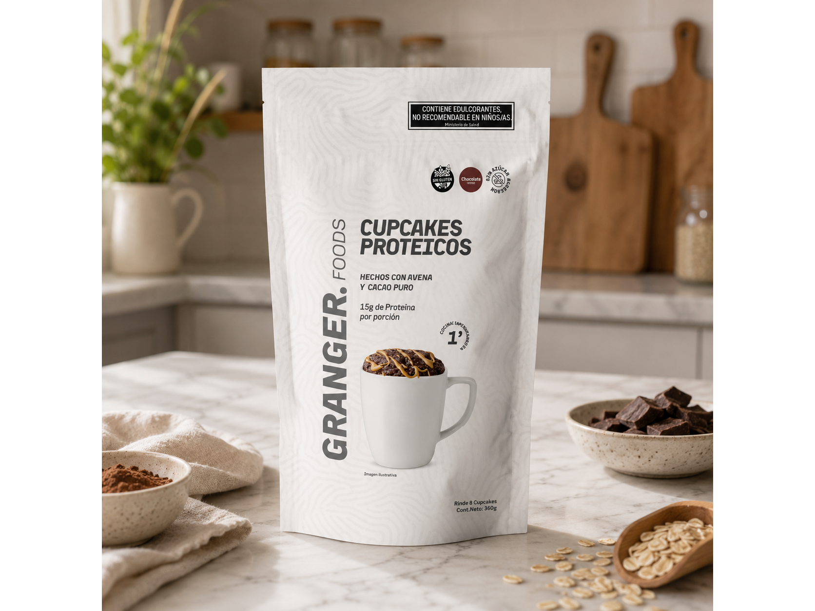 PREMEZCLA CUPCAKE PROTEICO  DE CHOCOLATE SIN GLUTEN X360GR- GRANGER (Copia)