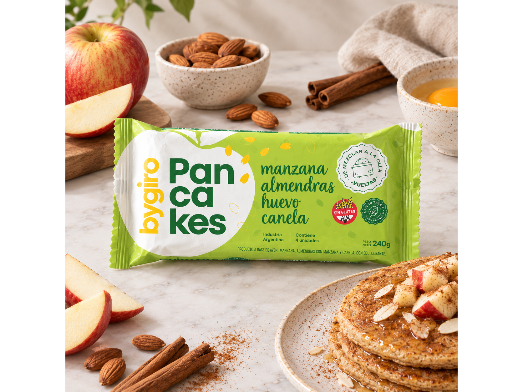PANCAKES DE MANZANA Y CANELA SIN GLUTEN X4UN-BY GIRO