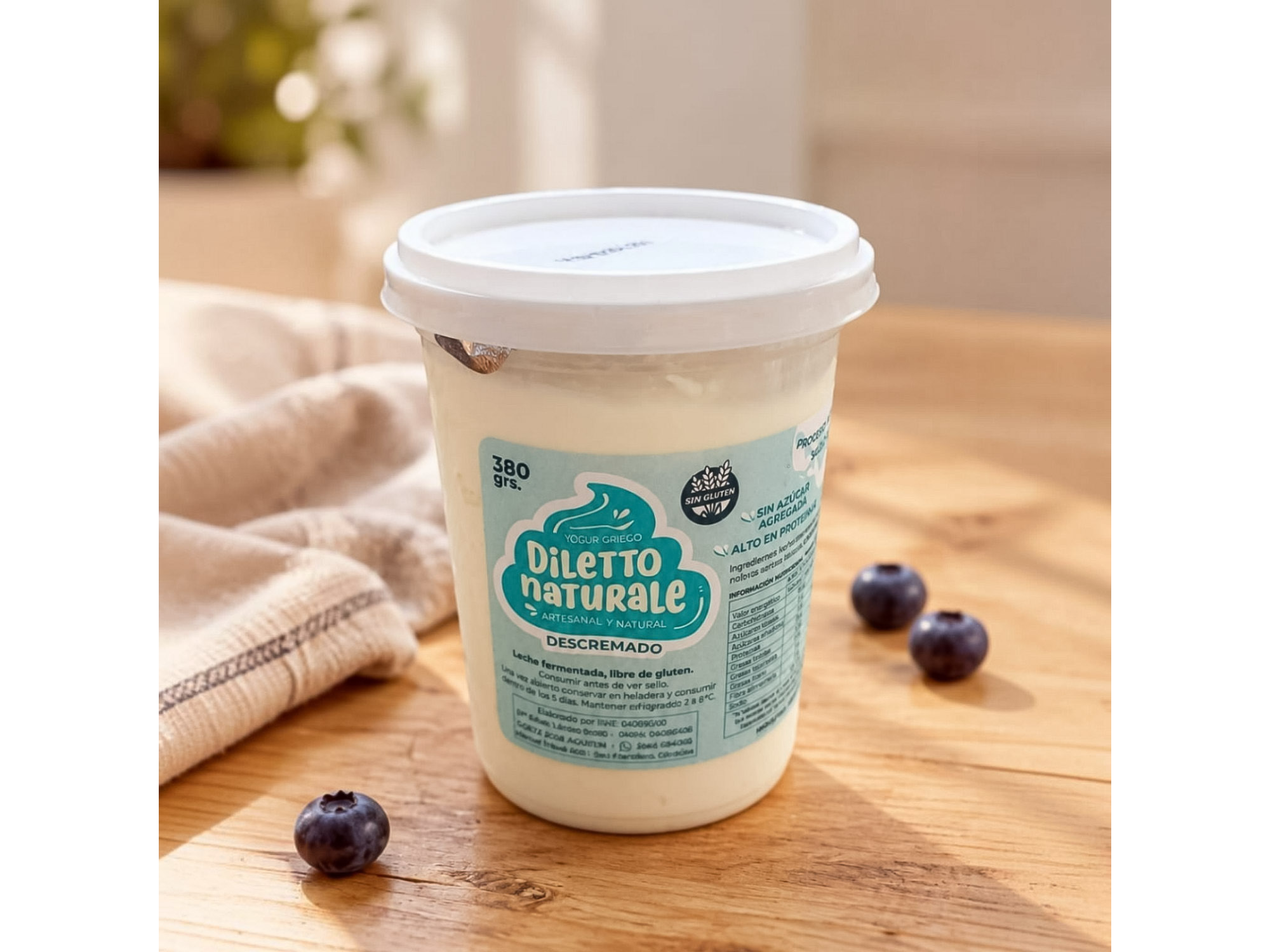 YOGUR GRIEGO DESCREMADO SIN GLUTEN X380GR- DILETTO NATURALE
