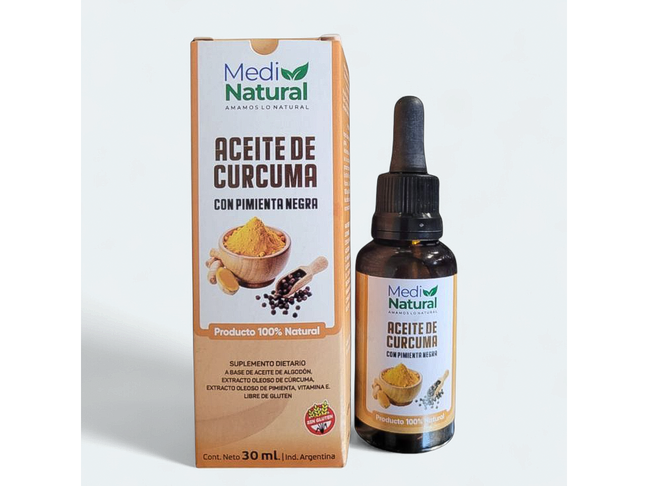 ACEITE DE CÚRCUMA + PIMIENTA NEGRA SIN TACC X30ML- MEDINATURAL