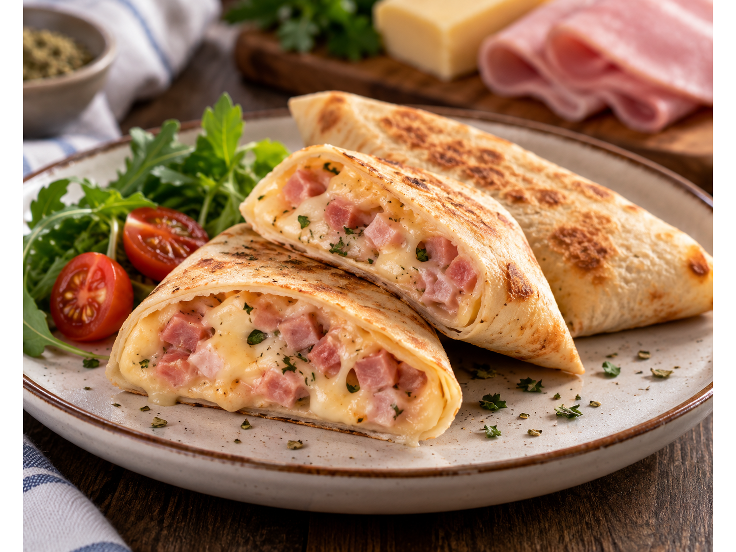 Wraps de jamón y queso
