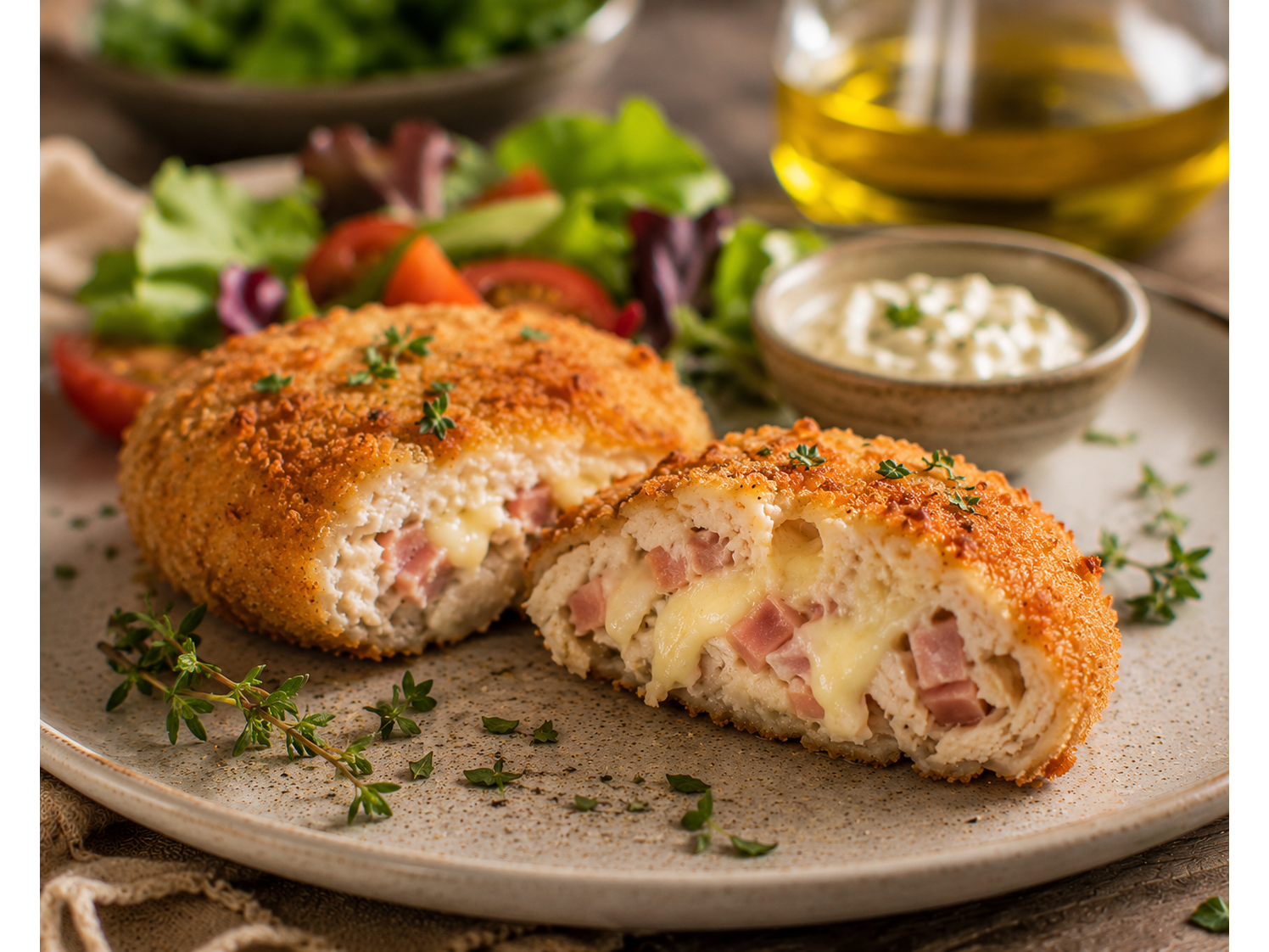 Medallón de pollo con jamón y queso