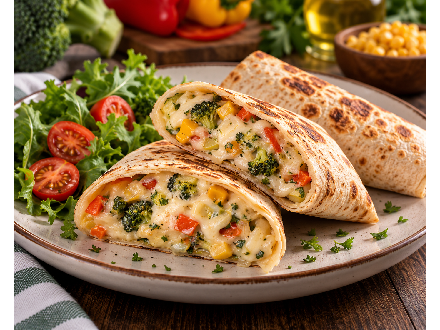 Wraps de verduras braseadas