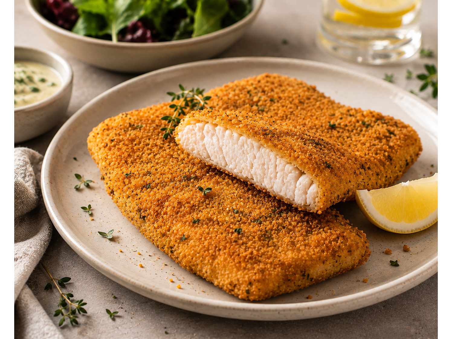 Milanesas de merluza crocante con finas hierbas. de Frizzé Delivery
