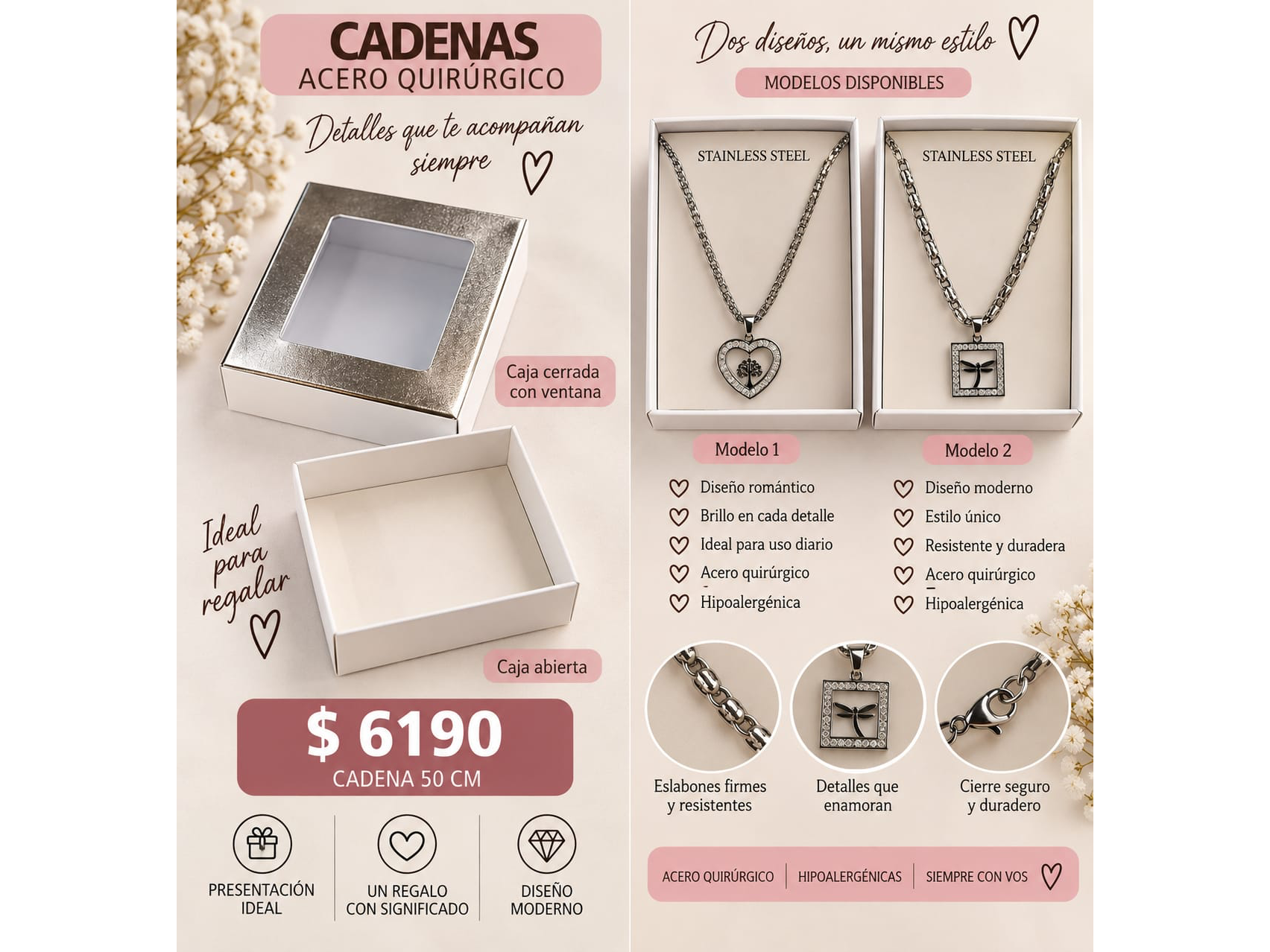 CADENA ACERO 50 CM CON DIJE