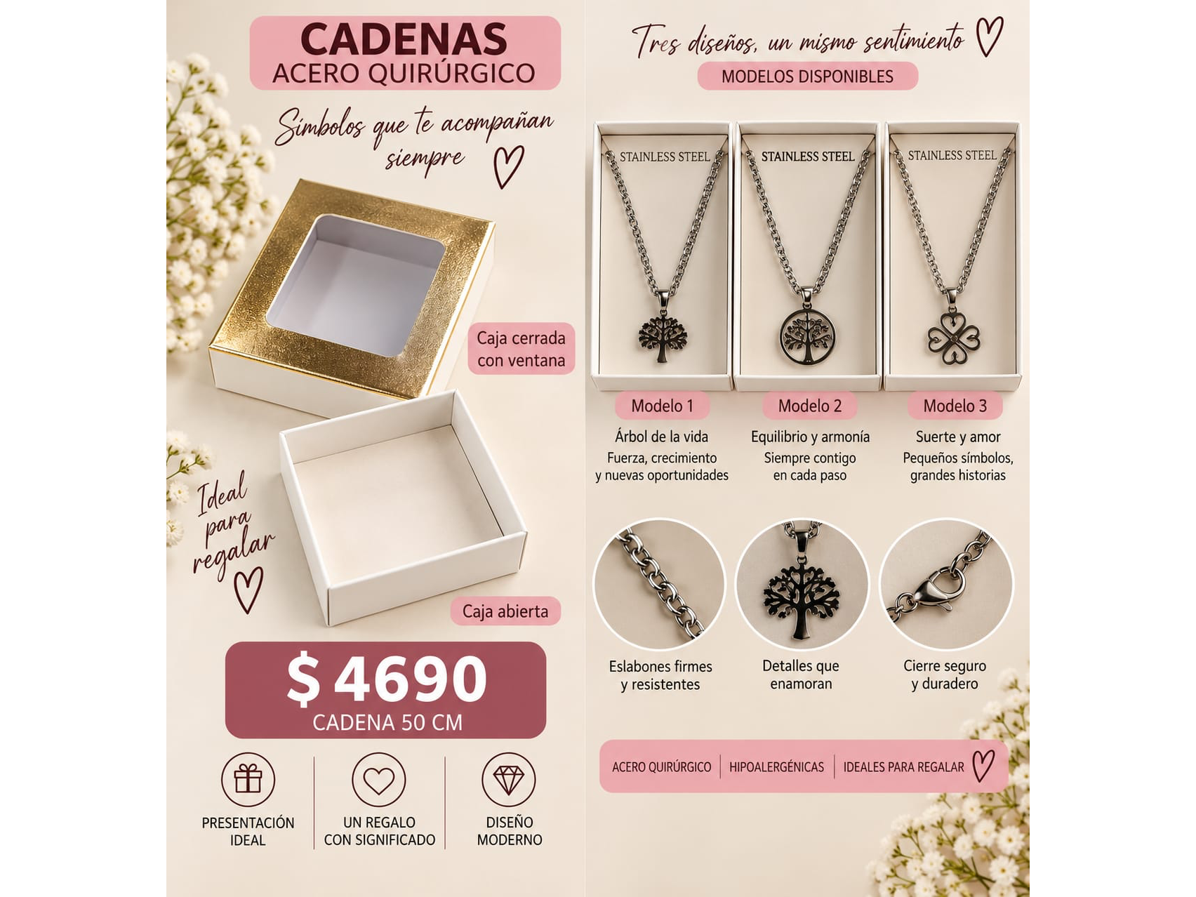 CADENA  ACERO 50 CM CON DIJE.