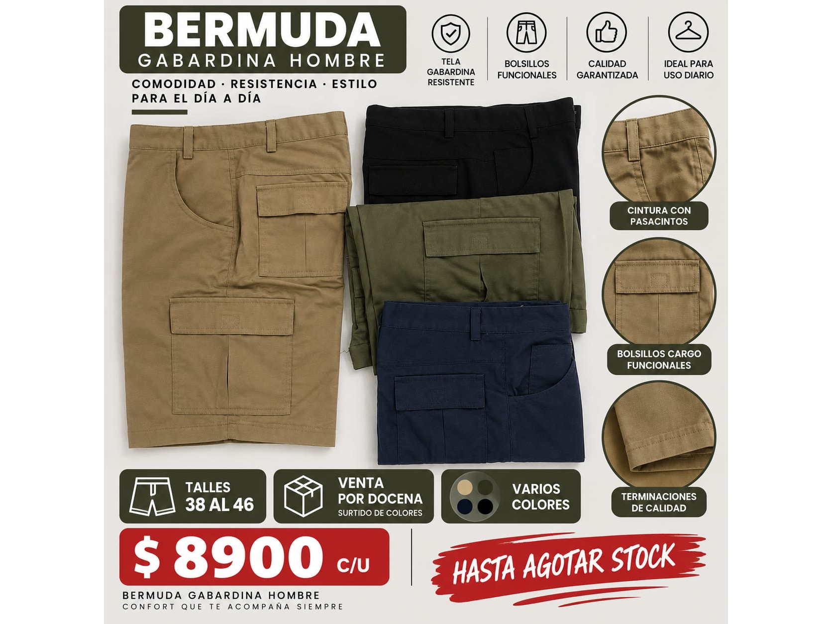 BERMUDA DE GABARDINA