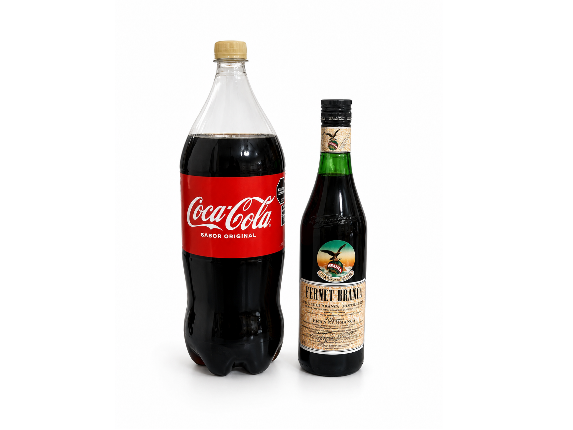 1 fernet Branca 750 cc 1 coca cola 2/5 L
