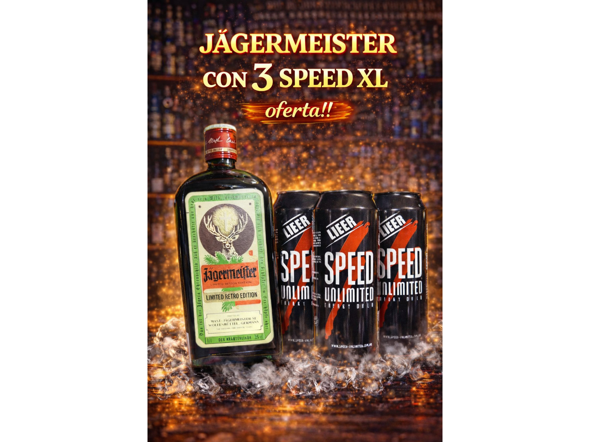 JAGERMEISTER+ 3 SPEED XL+ VASO CON HIELO