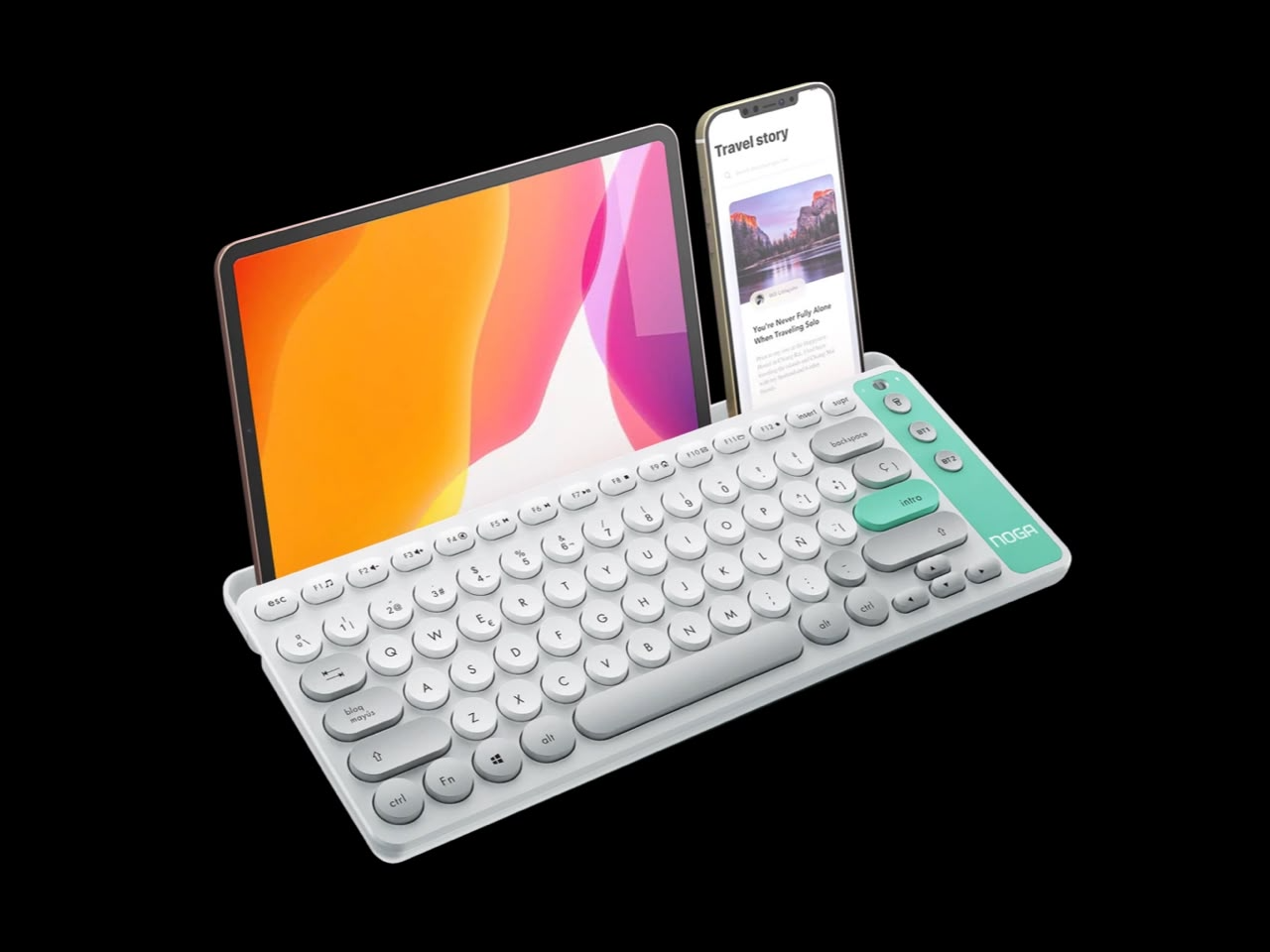TECLADO INALAMBRICO CON SOPORTE MULTITAREA